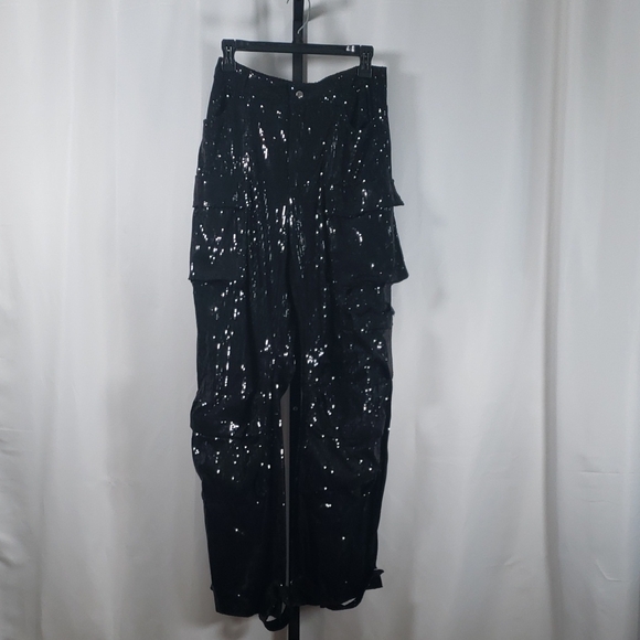Steve Madden Black Duo Sequined Cargo Pant - SZ S - NWT - Picture 5 of 10